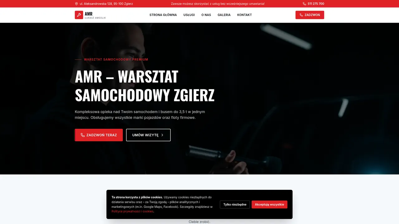 Realizacja strony internetowej — AMR — Mechanika Zgierz