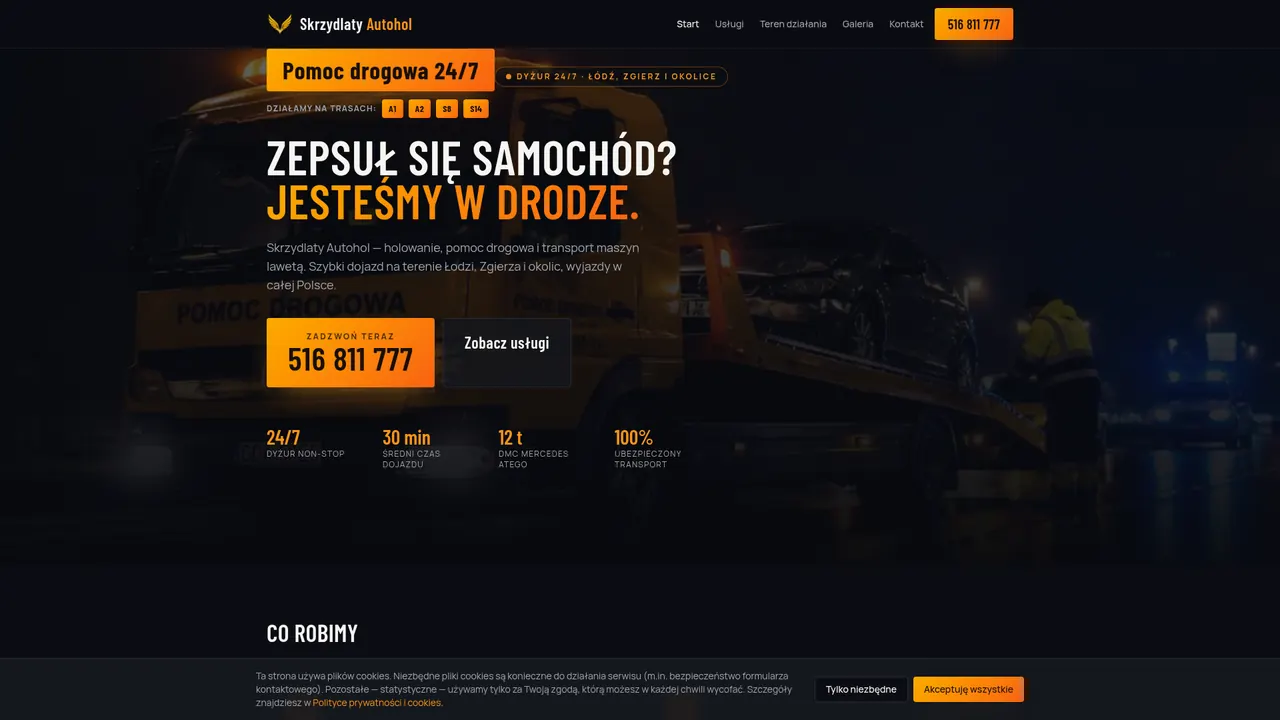 Realizacja strony internetowej — Skrzydlaty Autohol